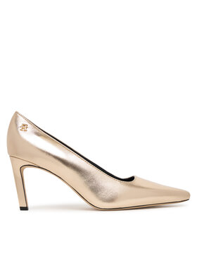 Tommy Hilfiger Aukštakulniai Tommy Hilfiger Logo Metallic Pump Slanted Hl FW0FW08994 Auksinė