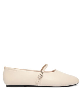 Calvin Klein Ballerine Calvin Klein Oblique Ballerina Mj Lth Hdw HW0HW02847 Écru