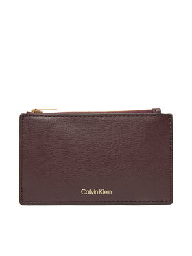 Calvin Klein Peňaženka Calvin Klein Foil Logo Top Zip Cardcase LV04F1090G Bordová