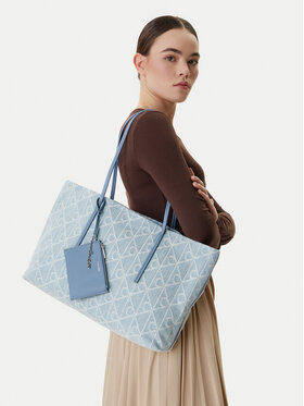 Calvin Klein Ročna torba Calvin Klein Emblem Aop Denim Tote W/ Pouch LV04F3428G Modra