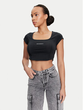 Converse Converse Топ W Wordmark Corset Top 10026506-A01 Чорний Slim Fit