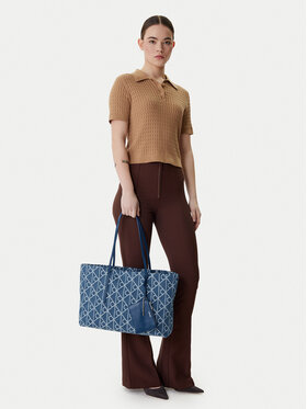 Calvin Klein Handtasche Calvin Klein Emblem Aop Denim Tote W/ Pouch LV04F3428G Blau
