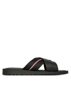 Tommy Hilfiger Iešļūcenes Tommy Hilfiger Core Hilfiger Lth Criss C Sandal FM0FM05783 Melns