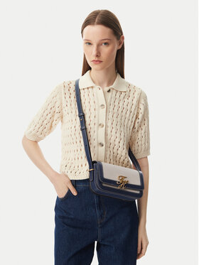 Tommy Hilfiger Handtasche Tommy Hilfiger Th Script Flap Crossover Canvas AW0AW18737 Creme