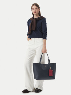 Tommy Hilfiger Τσάντα Tommy Hilfiger Th Icon Tote Mono AW0AW19004 Σκούρο μπλε