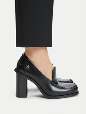 Tommy Hilfiger Pusbačiai Tommy Hilfiger Square Toe Heeled Loafer FW0FW09493 Juoda