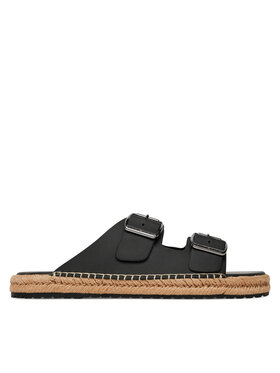 Tommy Hilfiger Espadrile Tommy Hilfiger Flex Jutte Hilfiger Lth Sandal FM0FM05646 Negru