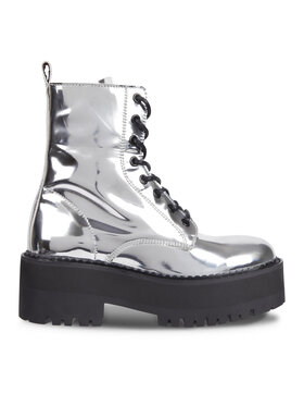 Tommy Jeans Botki Tommy Jeans Tjw Flatform Zip Up Metallic EN0EN02403 Szary