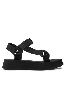 Calvin Klein Jeans Sandały Calvin Klein Jeans Sandal Velcro Webbing In Mtl YW0YW01480 Czarny