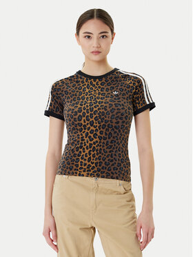 adidas adidas Футболка Leopard Cali JW7304 Коричневий Slim Fit