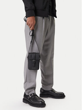 Calvin Klein Umhängetasche Calvin Klein Leather Slim Flap Reporter LV04D3323G Schwarz