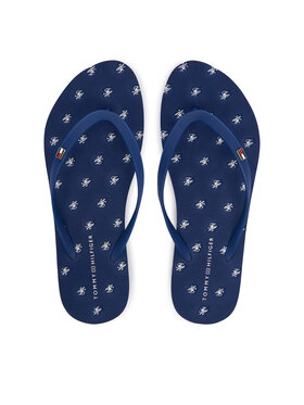 Tommy Hilfiger Zehentrenner Tommy Hilfiger Repeat Logo Platform FW0FW09199 Dunkelblau