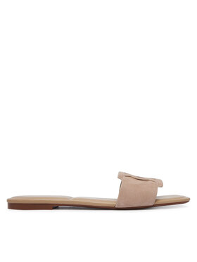 Calvin Klein Pantoletten Calvin Klein Square Flat Sndl Embl Suede HW0HW03055 Beige