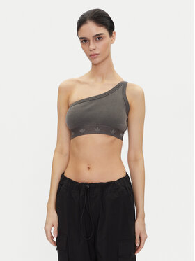adidas adidas Топ Ribbed JC7558 Сірий Slim Fit