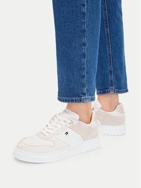 Tommy Hilfiger Laisvalaikio batai Tommy Hilfiger Th Sporty Cupsole Tumbled Ltr FW0FW09024 Écru