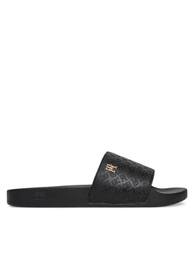 Tommy Hilfiger Pantoletten Tommy Hilfiger Th Monogram Poolside FW0FW08525 Schwarz