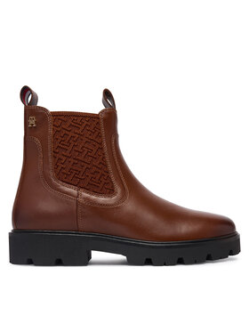 Tommy Hilfiger Chelsea Tommy Hilfiger Th Monogram Leather Chelsea Boot FW0FW09562 Marrone