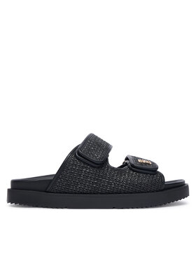 Tommy Hilfiger Šľapky Tommy Hilfiger Double Strap Raffia FW0FW09122 Čierna