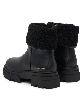 Tommy Hilfiger Členková obuv Tommy Hilfiger Shearling Fold Chunky Ankle Boot FW0FW09677 Čierna