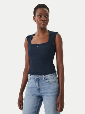 Tommy Jeans Tommy Jeans Top Smock Seersucker DW0DW22220 Azul marino Slim Fit