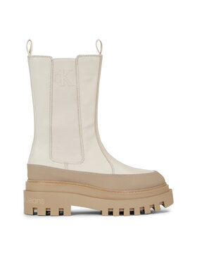 Calvin Klein Jeans Kotníková obuv s elastickým prvkem Calvin Klein Jeans Flatform Chelsea Boot Lth Wn YW0YW01111 Écru