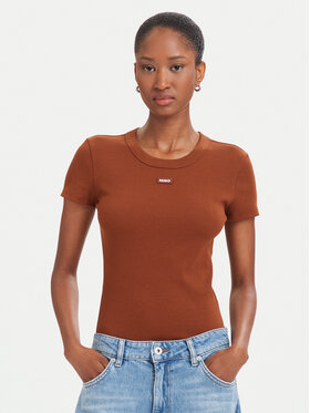 HUGO HUGO Футболка Easy 50523924 Коричневий Slim Fit