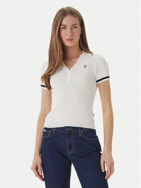 Guess Jeans Guess Jeans Поло W6GRZ1 Z3P32 Кремовий Slim Fit