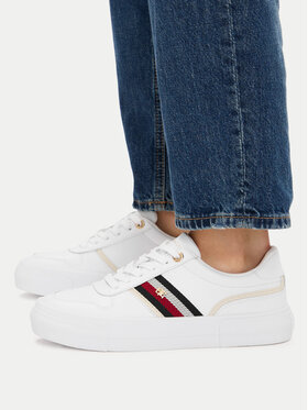 Tommy Hilfiger Laisvalaikio batai Tommy Hilfiger Th Platform Vulc Leather FW0FW09603 Balta