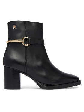 Tommy Hilfiger Škornji Tommy Hilfiger TH Stud Heel Riding Ankle Boot FW0FW09552 Črna