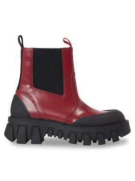 Tommy Jeans Jātnieku stila puszābaki Tommy Jeans Tjw Chunky Chelsea Mix Material EN0EN02375 Sarkans