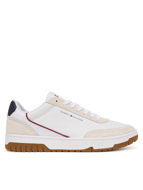 Tommy Hilfiger Sneakersy Tommy Hilfiger Th Basket Core Leather Suede Mix FM0FM05881 Biela