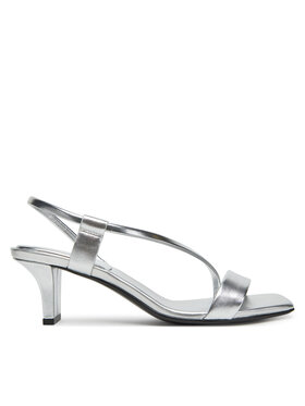 Calvin Klein Sandály Calvin Klein Heel Sandal 50 Squared Metallic HW0HW02560 Stříbrná