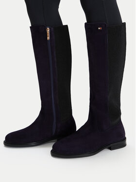 Tommy Hilfiger Čižmy Tommy Hilfiger Enamel Flag Suede High Chelsea FW0FW09574 Tmavomodrá