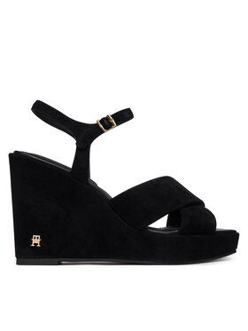 Tommy Hilfiger Sandále Tommy Hilfiger Suede Wrapped High Wedge FW0FW09218 Čierna