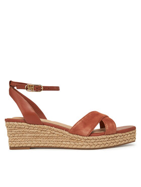 Tommy Hilfiger Espadrilles Tommy Hilfiger Leather & Suede Mid Wedge Espad FW0FW08804 Braun