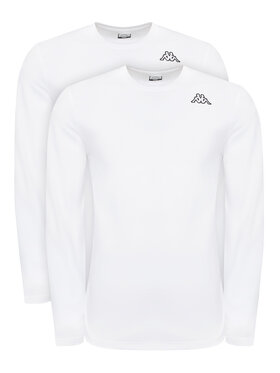 Kappa Kappa Conjunto de camisetas de manga larga Logo Saro 37216LW Blanco Regular Fit