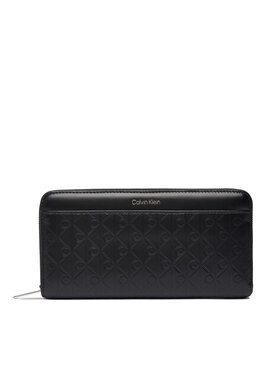 Calvin Klein Peňaženka Calvin Klein Emblem Aop Embossed Long Wallet LV04F1097G Čierna