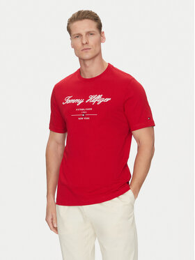 Tommy Hilfiger Tommy Hilfiger T-shirt Script Logo MW0MW33691 Crvena Regular Fit