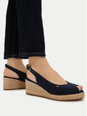 Tommy Hilfiger Espadryle Tommy Hilfiger Mid Wedge Espad Slingback FW0FW09228 Granatowy