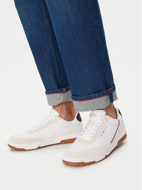 Tommy Hilfiger Sneakers Tommy Hilfiger Th Basket Core Leather Suede Mix FM0FM05881 Alb