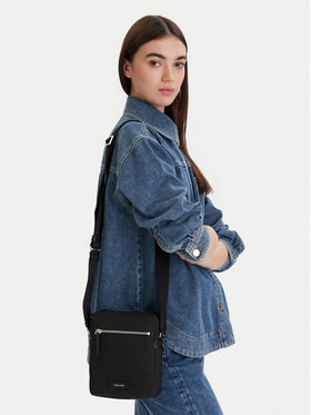 Calvin Klein Umhängetasche Calvin Klein Embossed Woven Reporter LV04D3208G Schwarz