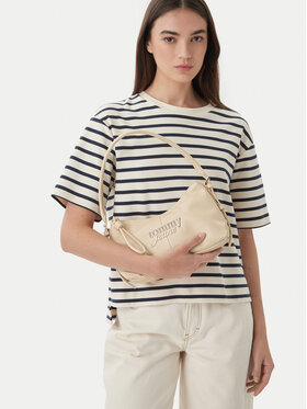 Tommy Jeans Handtasche Tommy Jeans Metal Logo Shoulder Bag AW0AW18468 Creme