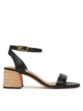 Tommy Hilfiger Espadrilky Tommy Hilfiger Leather Ankle Strap Espad Sandal FW0FW08533 Černá