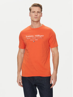 Tommy Hilfiger Tommy Hilfiger Póló Center Stack MW0MW38621 Narancssárga Regular Fit