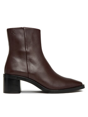 Calvin Klein Škornji Calvin Klein Block Heel Zip Boot Lth HW0HW02593 Bordo rdeča