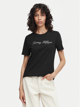 Tommy Hilfiger Tommy Hilfiger T-shirt Script WW0WW43459 Crna Regular Fit