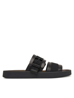 Calvin Klein Natikače Calvin Klein Ergon Buckle Sandal Wb Lth Aop HM0HM02096 Crna