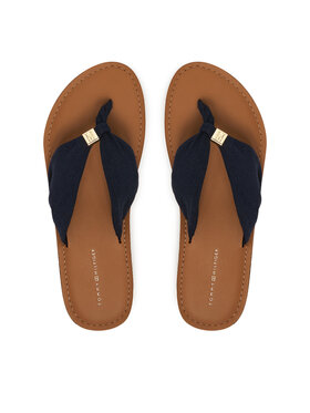 Tommy Hilfiger Zehentrenner Tommy Hilfiger Th Ltr Footbed Summer Sandal FW0FW09194 Dunkelblau