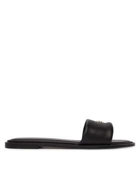 Calvin Klein Pantoletten Calvin Klein Round Flat Sndl Lth Bar Hw 2 HW0HW02925 Schwarz