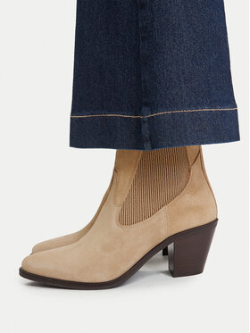 Tommy Hilfiger Škornji Tommy Hilfiger Suede Western Chelsea Boot FW0FW09581 Bež